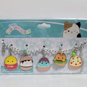 Brand-New Squishmallows Food Themed Charm Bracelet with 5 Interchangeable Charms